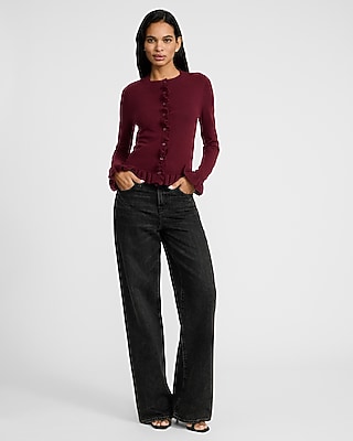 Crew Neck Ruffle Cardigan - image 3