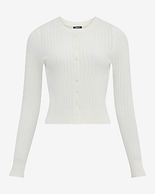 Airy Soft Cable Knit Crew Neck Cardigan