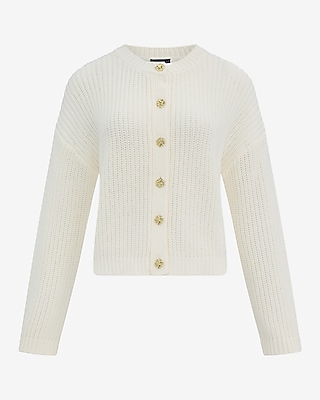 Chunky Crew Neck Novelty Button Cardigan