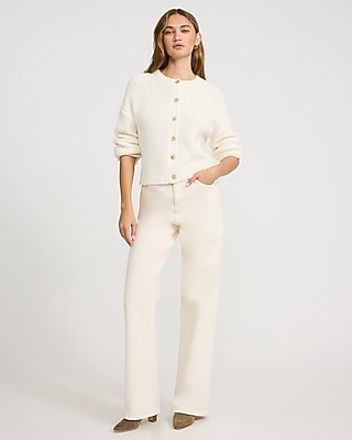 Chunky Crew Neck Novelty Button Cardigan