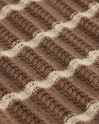 Striped Pointelle Crew Neck Short Sleeve Cardigan