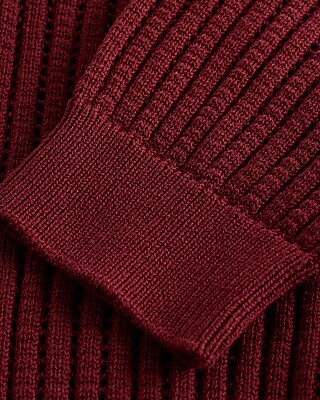 Open Stitch V-Neck Elbow Sleeve Novelty Button Cardigan