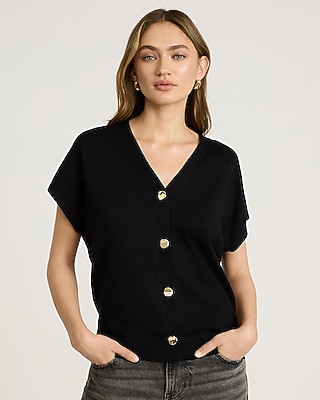 Relaxed V-Neck Dolman Sleeve Sweater Vest