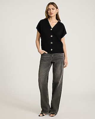 Relaxed V-Neck Dolman Sleeve Sweater Vest