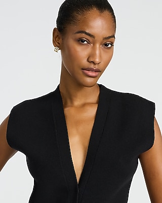 Gold Button V-Neck Sweater Vest