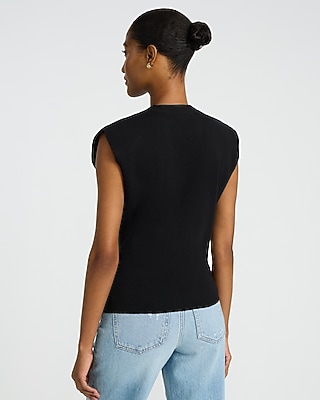 Gold Button V-Neck Sweater Vest