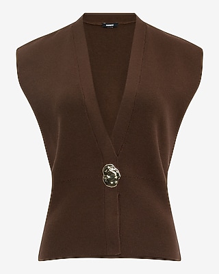 Gold Button V-Neck Sweater Vest