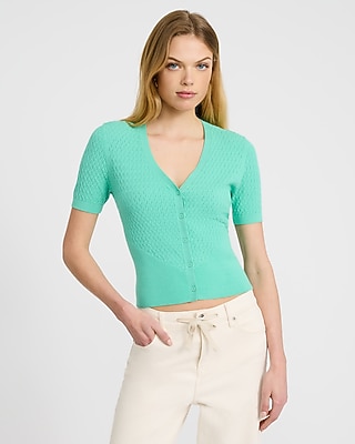 Fitted Ribbed V-neck Button Front Sweater Vest | Express