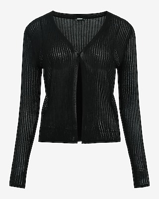 Lightweight Ribbed V-Neck One Button Cardigan - image 5