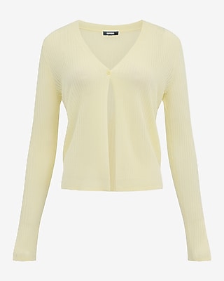 Lightweight Ribbed V-Neck One Button Cardigan