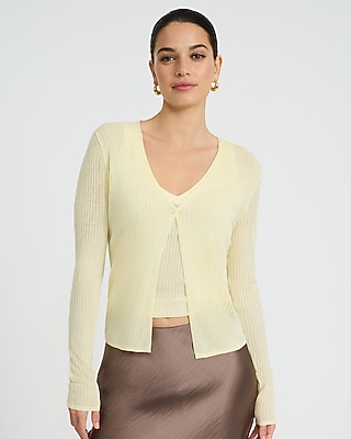 Lightweight Ribbed V-Neck One Button Cardigan