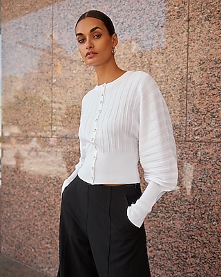 Crew Neck Banded Bottom Cardigan