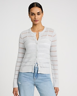 Open Stitch Striped Cardigan | Express
