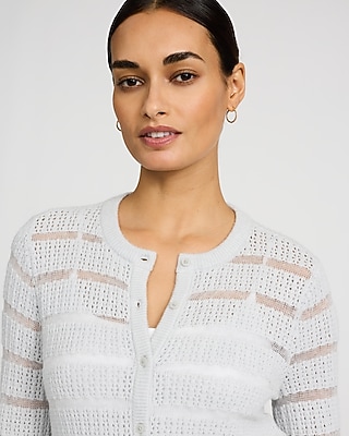 Open Stitch Striped Cardigan