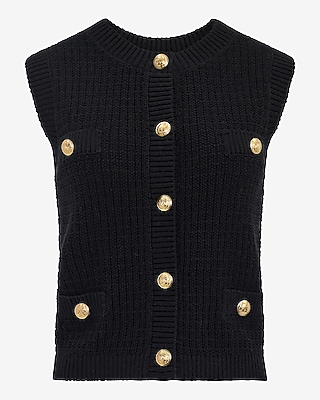 Cotton Crew Neck Novelty Button Sweater Vest