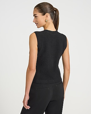 Cotton Crew Neck Novelty Button Sweater Vest