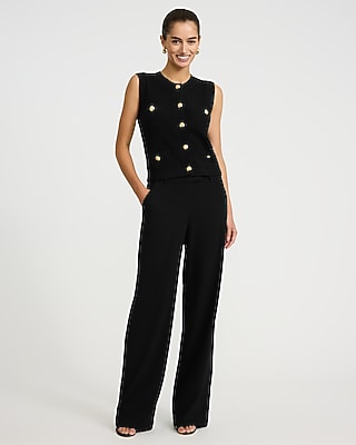 Cotton Crew Neck Novelty Button Sweater Vest