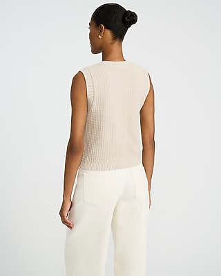 Cotton Crew Neck Novelty Button Sweater Vest