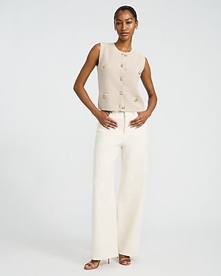 Cotton Crew Neck Novelty Button Sweater Vest