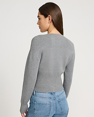 Skimming Airy Soft Crew Neck Banded Bottom Cardigan