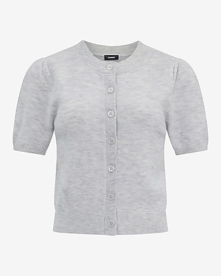 Skimming Puff Sleeve Crew Neck Cardigan