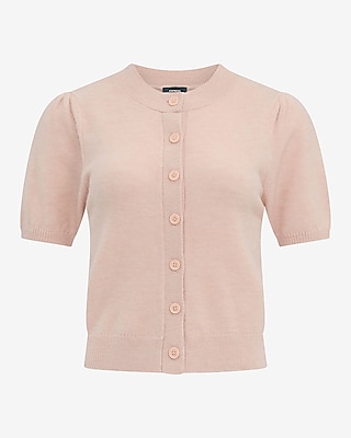 Skimming Puff Sleeve Crew Neck Cardigan