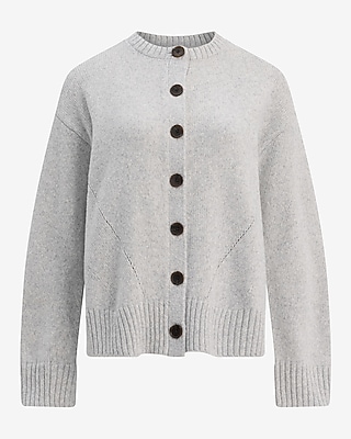 Relaxed Crew Neck Barrel Sleeve Cardigan - thumbnail 10