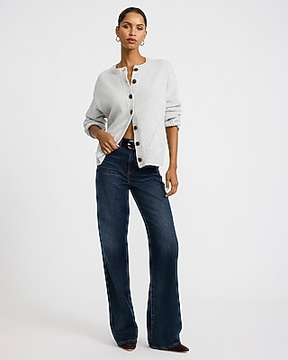 Relaxed Crew Neck Barrel Sleeve Cardigan - thumbnail 9