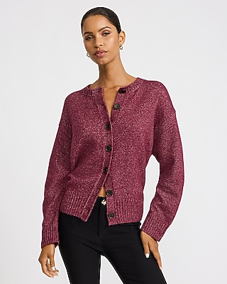 Relaxed Crew Neck Barrel Sleeve Cardigan