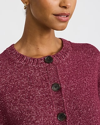 Relaxed Crew Neck Barrel Sleeve Cardigan - thumbnail 3