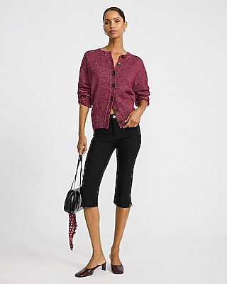 Relaxed Crew Neck Barrel Sleeve Cardigan - thumbnail 4