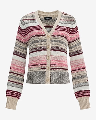 Striped V-Neck Long Sleeve Cardigan