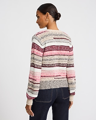 Striped V-Neck Long Sleeve Cardigan