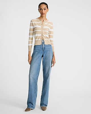Skimming Striped Crew Neck Cardigan - image 3