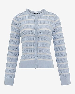 Airy Soft Striped Open Stitch Cardigan