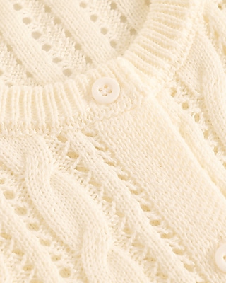 Open Stitch Cable Knit Short Sleeve Cardigan