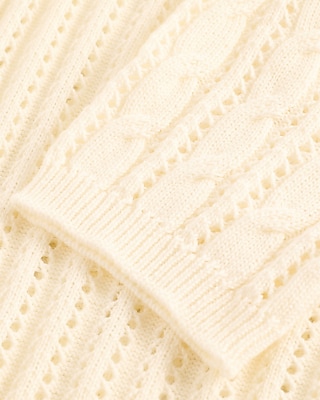 Open Stitch Cable Knit Short Sleeve Cardigan