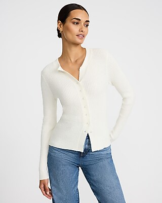 Ribbed Pearl Button Cardigan - image 2