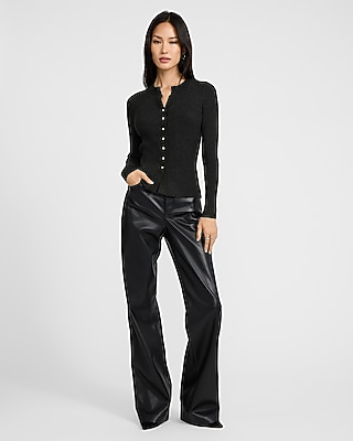 Ribbed Pearl Button Cardigan | Express