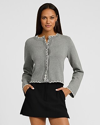 トップス Romantic Ruffle Knit Cardigan MISTREASS Romantic Ruffle Knit Cardigan - MISTREASS