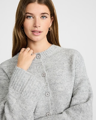 Crew Neck Button Front Cardigan | Express