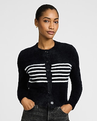 Fuzzy Striped Crew Neck Sweater - image 2