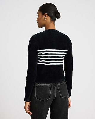 Fuzzy Striped Crew Neck Sweater - image 3
