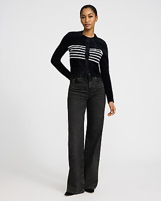 Fuzzy Striped Crew Neck Sweater - image 4