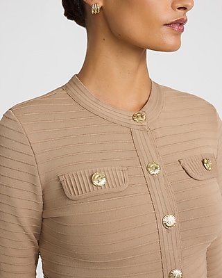 Textured Striped Novelty Button Cardigan | Express