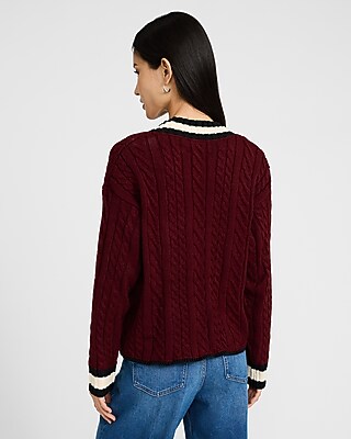 Varsity Cable Knit Cardigan - image 3