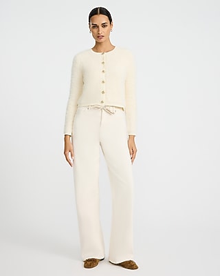 Fuzzy Crew Neck Novelty Button Cardigan - image 4