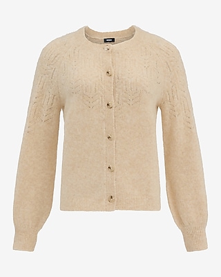 Pointelle Open Stitch Button Front Cardigan