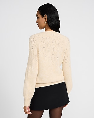 Pointelle Open Stitch Button Front Cardigan