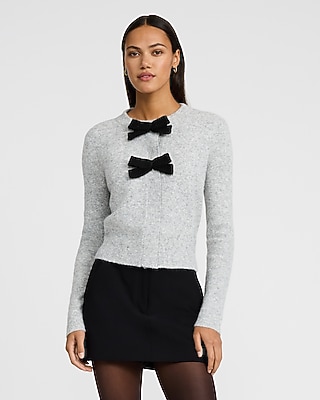 Double Bow Crew Neck Cardigan